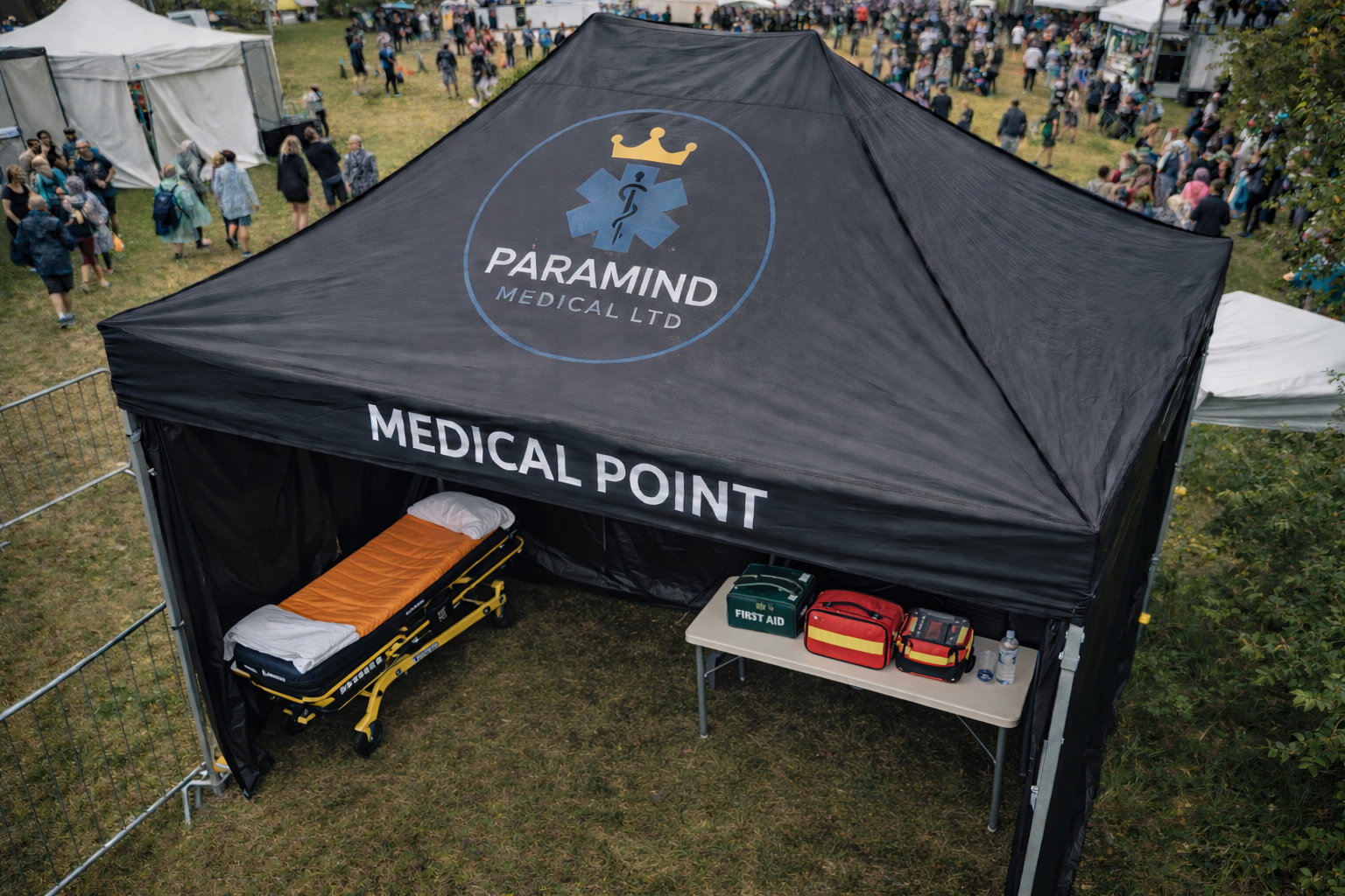 Paramind Medical event medical point gazebo with stretcher and kit